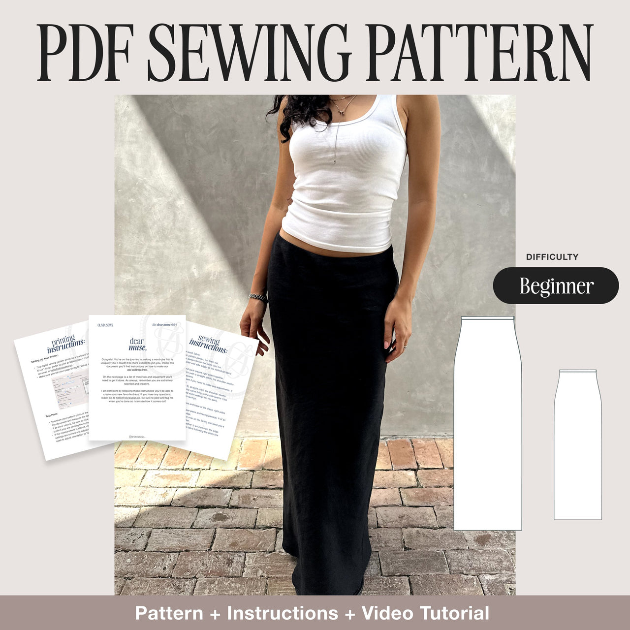 Sasha Skirt | PDF Sewing Pattern | XS-XL